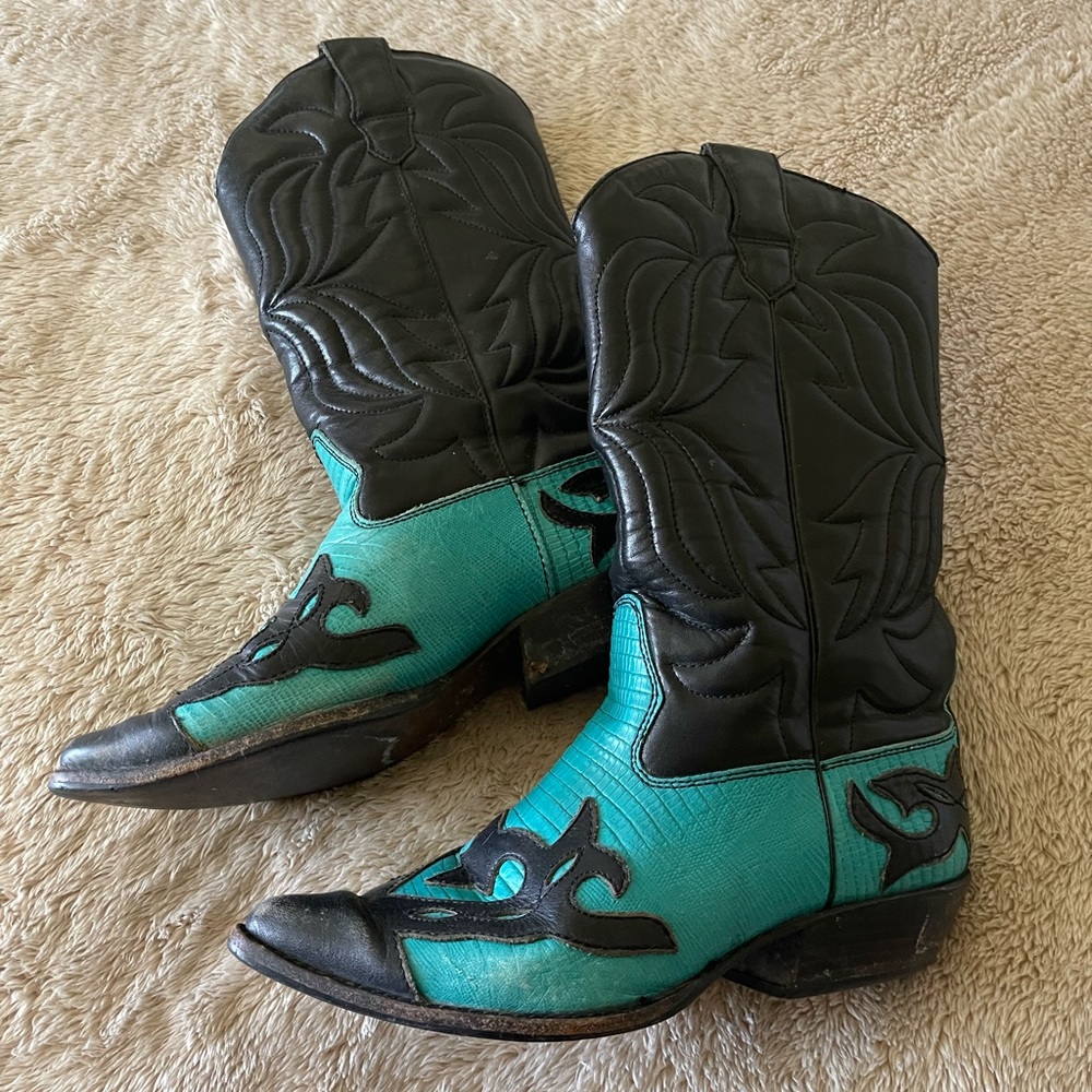 Vintage 70s Western Boots- Snakeskin and Leather